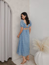 Isla Padded Floral Embroidery Maxi - Blue