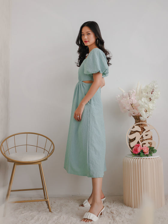 Maeve Cut out Puffy Dress in Mint