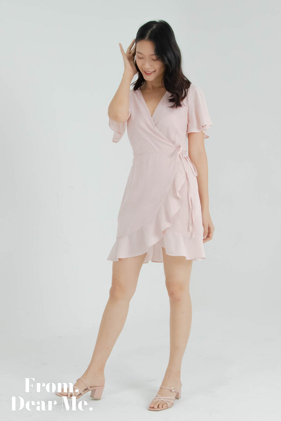 Dove Wrap Dress in Baby Pink