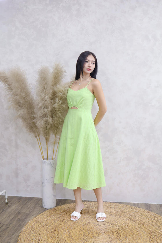 Leia Eyelet Midi - Lime Green
